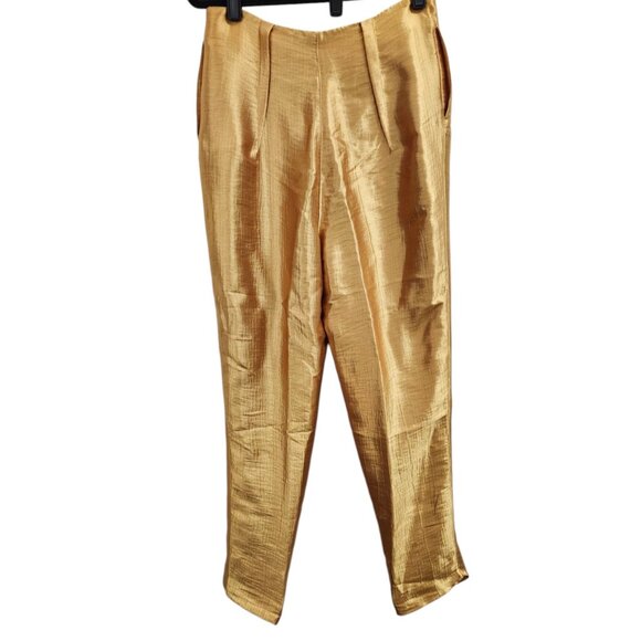 Fashion Regular Fit Pants Silk for Women Pants Gold Vaska Size M - Picture 4 of 10